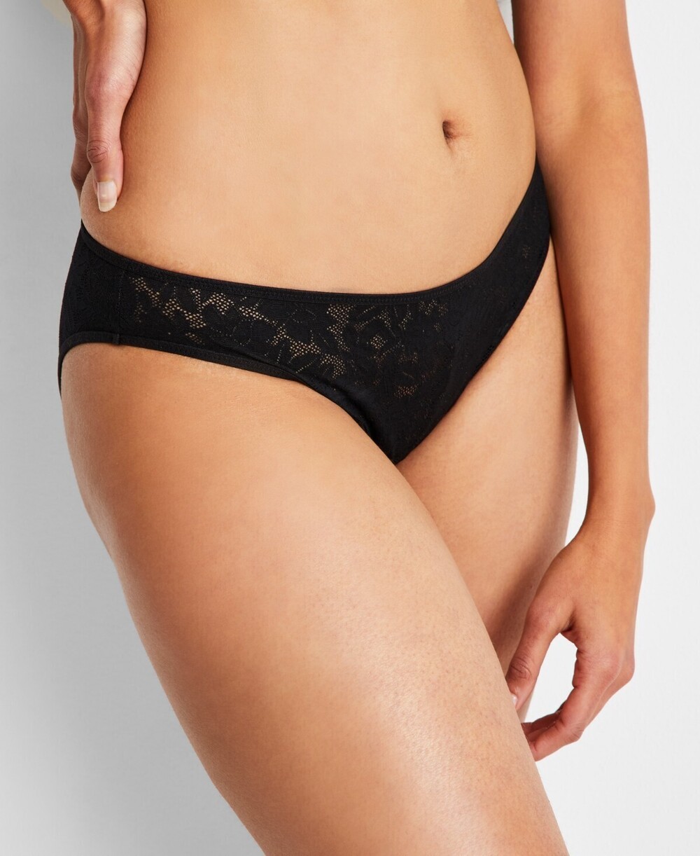 NWT State of Day Womens Mesh Lace Bikini Under Deep Black XS
